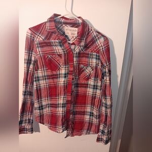 Aeropostale Red and White Plaid Button Down Shirt